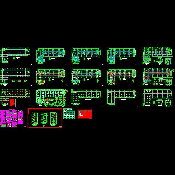 4层框架结构厂房（辅助用房）结构CAD施工图纸(dwg)(6度抗震)