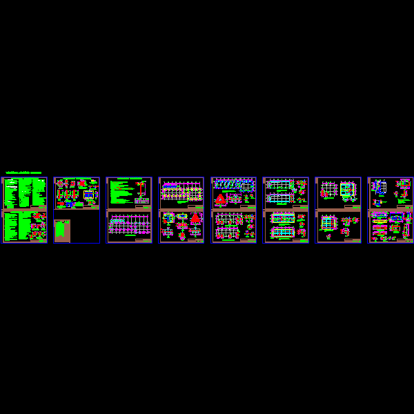 单层框架结构厂房结构CAD施工图纸(dwg)(桩基础)