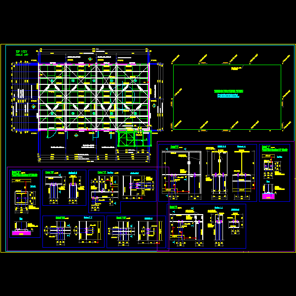 钢框架节点构造CAD详图纸(平面布置图)(dwg)