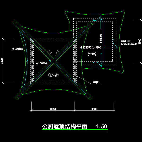 公厕屋顶结构平面pj.dwg