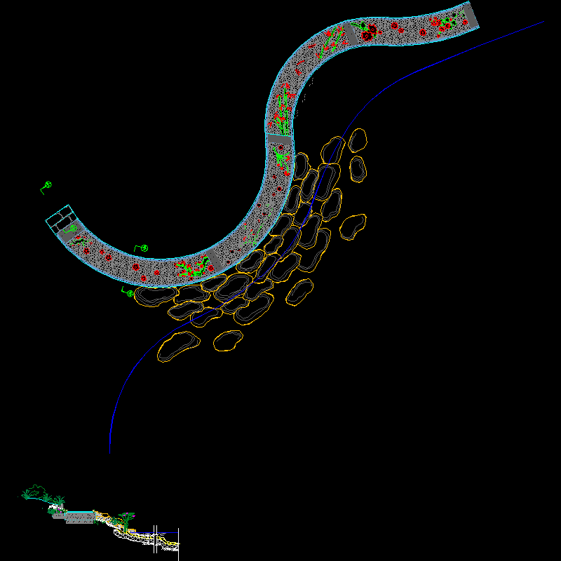 [CAD图]梅兰竹菊鹅卵石拼花园路(结构)(dwg)