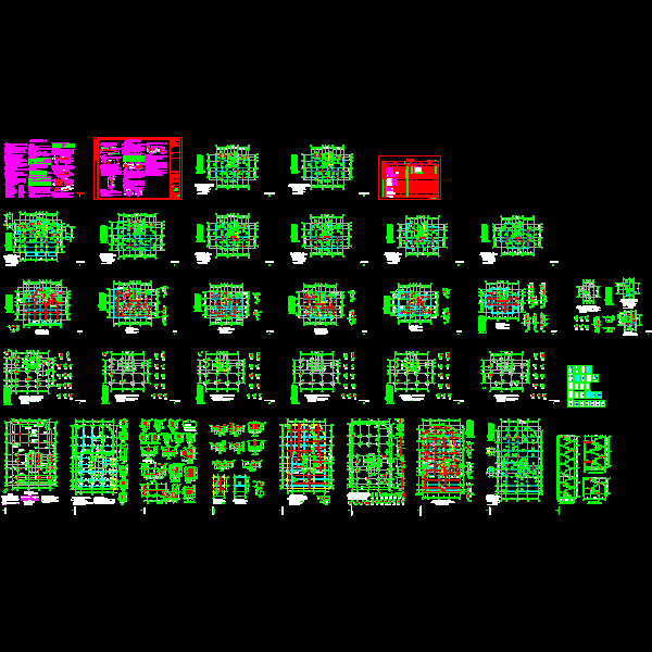 13层框架剪力墙结构公寓结构CAD施工图纸(dwg)(6度抗震)(甲级桩基础)