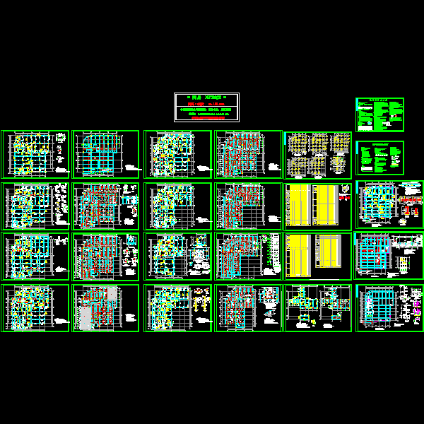 8层框架结构商厦结构施工方案图纸（dwg格式CAD，25张）