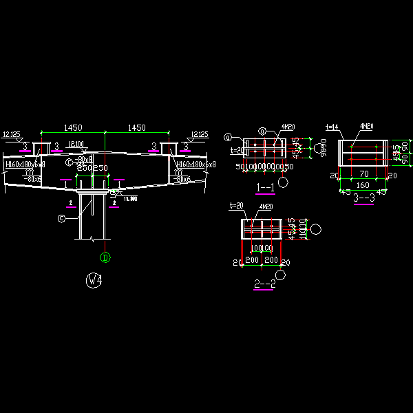 中梁柱节点构造dwg格式详细设计CAD图纸