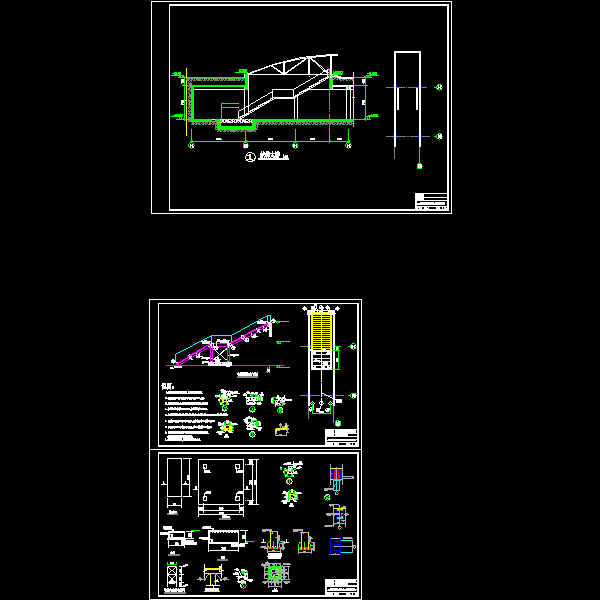 一份钢楼梯dwg格式节点详细设计CAD图纸(柱间支撑)