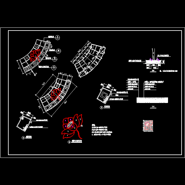 一份荷花广场内荷花的拼图纸节点详细设计CAD图纸
