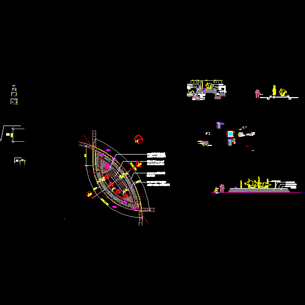 会所入口特色水景施工CAD详图纸(平面图)(dwg)