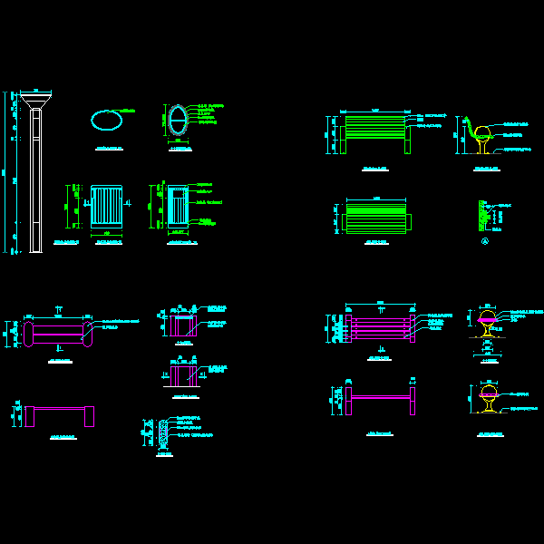休闲座凳施工大样(节点详图)