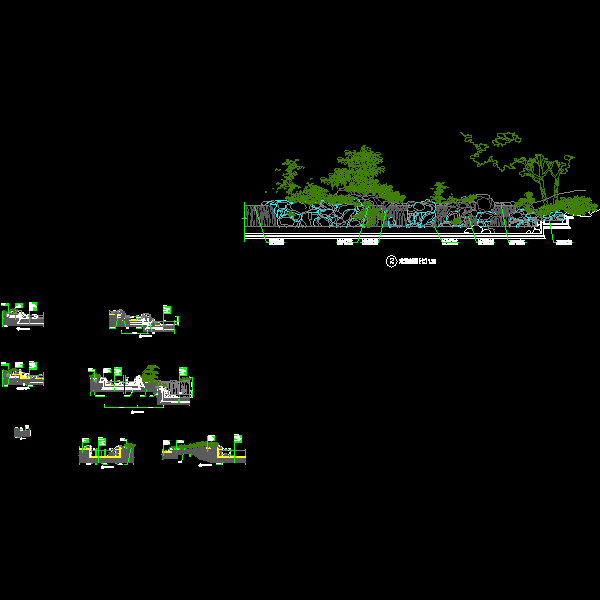 水景景墙剖面CAD详图纸集(dwg)