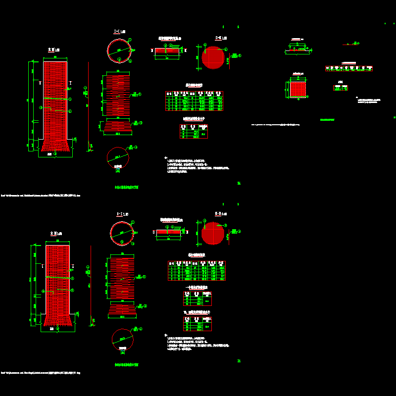 一份预应力混凝土连续箱梁主墩墩柱钢筋布置节点CAD详图纸设计(dwg)
