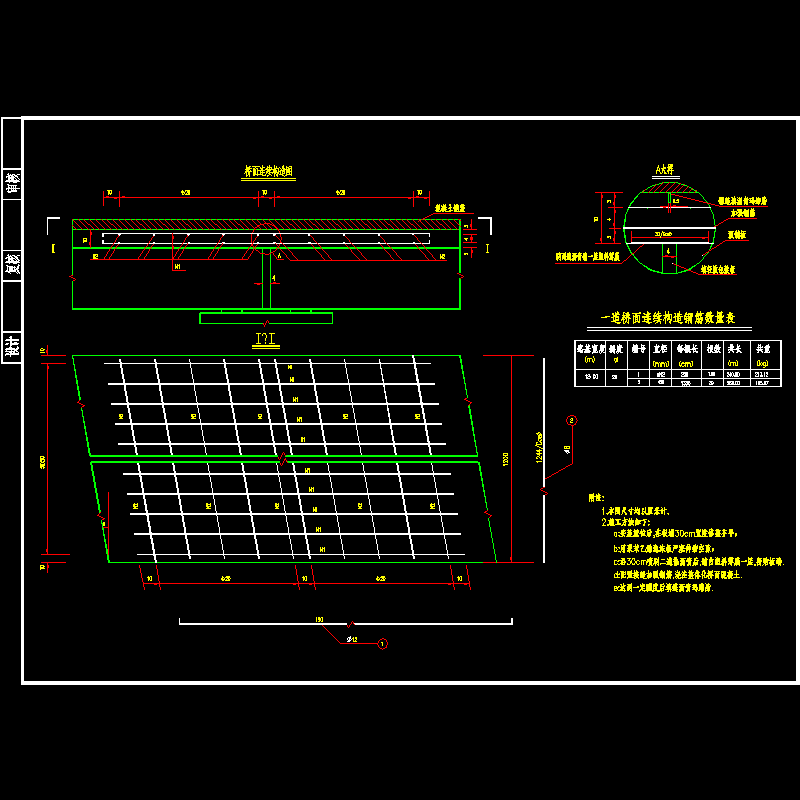 一份7x20m预应力混凝土空心板桥面连续节点CAD详图纸设计(dwg)