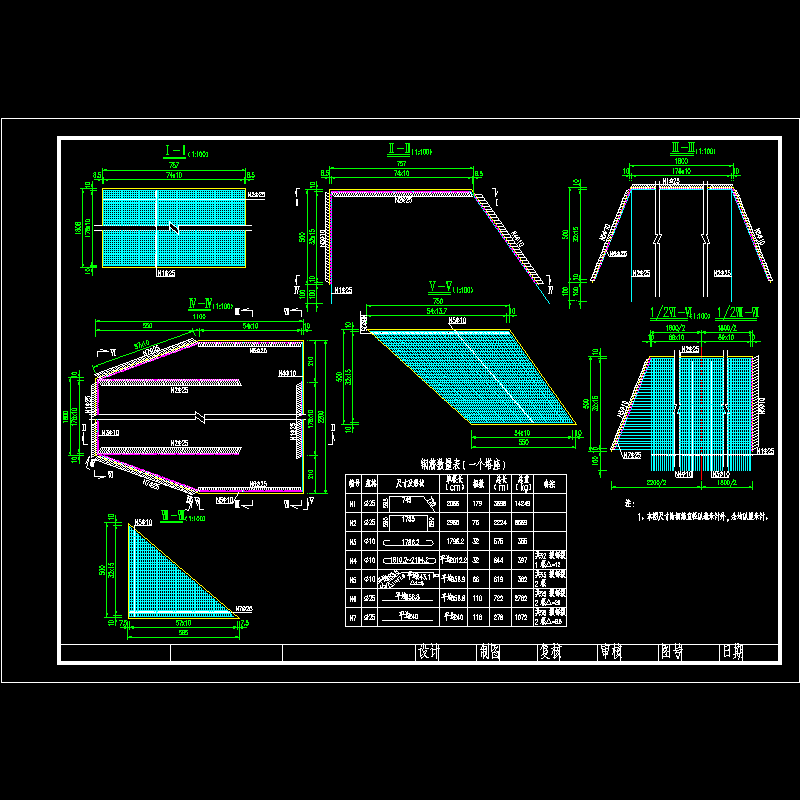 一份主跨500米PC斜拉桥主桥下部主塔塔座钢筋布置节点CAD详图纸设计(预应力混凝土)(dwg)