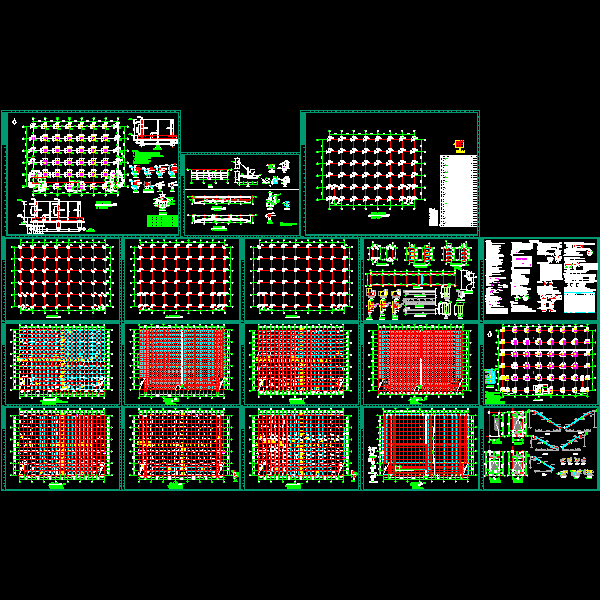 6层框架厂房结构CAD施工图纸(dwg)(丙级桩基础)(二级结构安全)