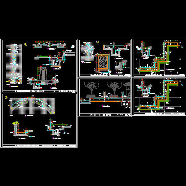 一份小区四种水景dwg格式施工详细设计CAD图纸