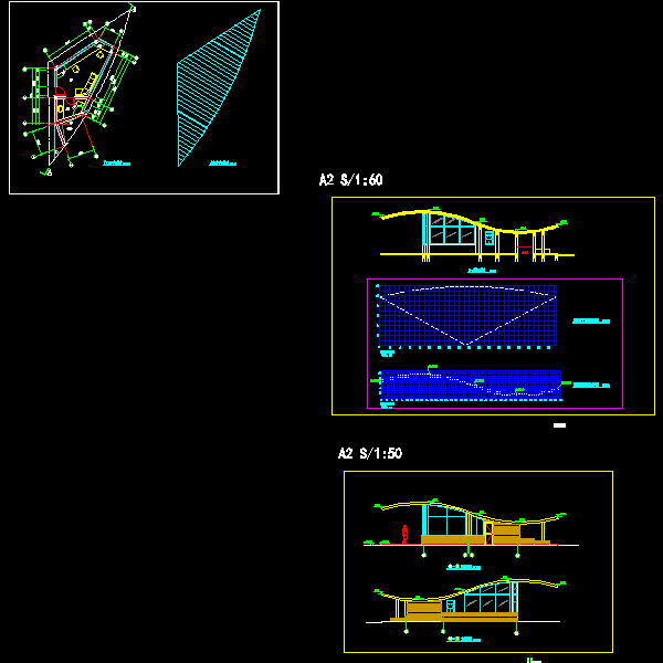一份特色门卫室dwg格式施工详细设计CAD图纸(屋顶平面图)