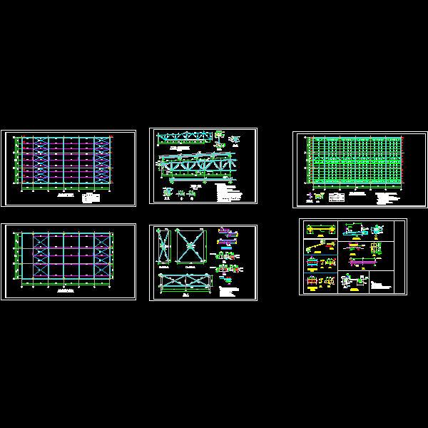 [单层建筑]管桁架钢结构屋盖设计CAD图纸（dwg格式、12张）