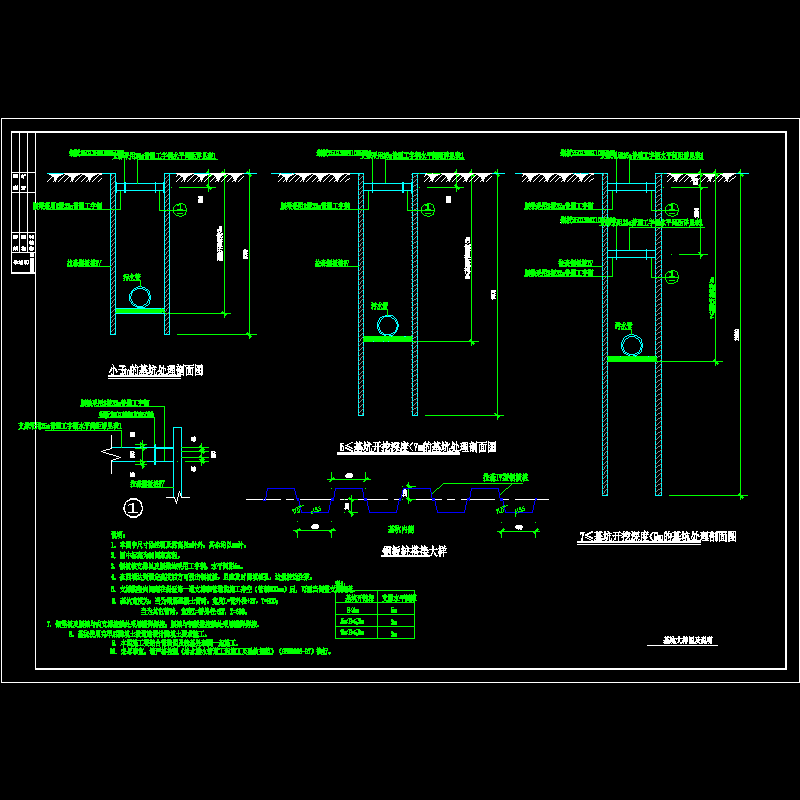 管道基坑支护设计CAD图纸(dwg)