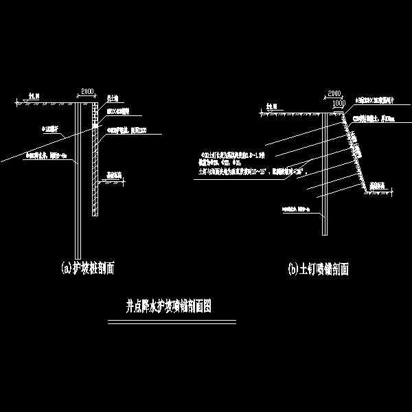 井点降水护坡喷锚CAD图纸(dwg)