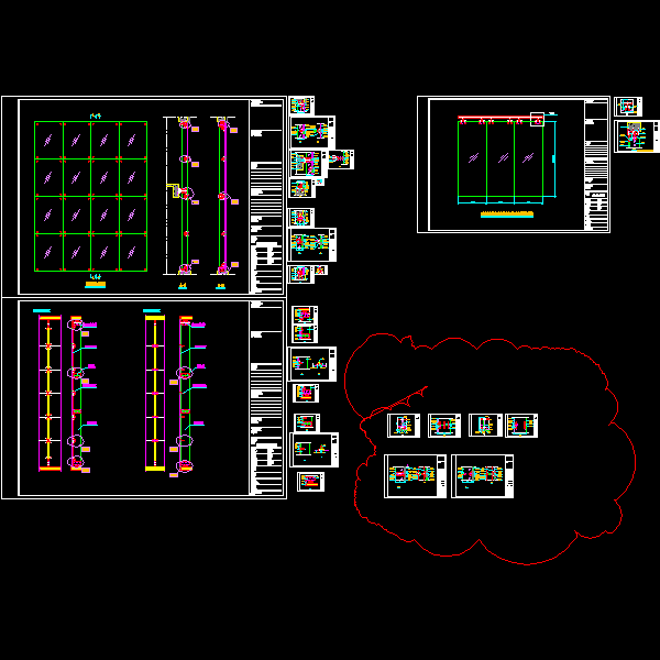 玻璃肋支撑结构CAD施工图纸(民用建筑设计)(dwg)