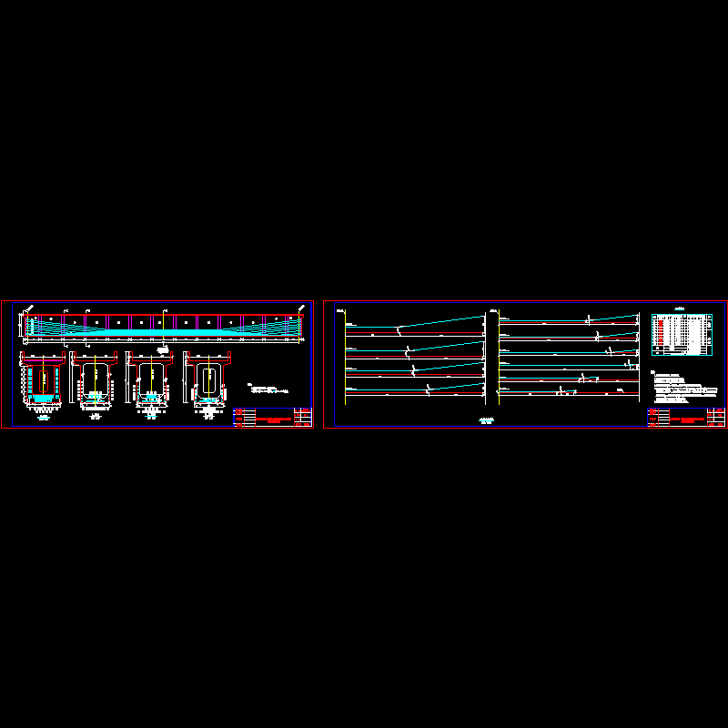 63m箱梁纵向预应力钢束布置节点构造CAD详图纸(dwg)