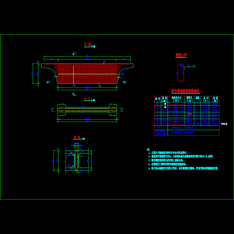 一份匝道桥梁横隔板钢筋构造节点CAD详图纸设计(dwg)