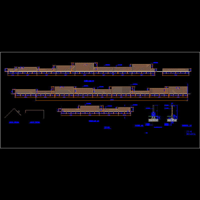 木栅格施工大样CAD图纸(dwg)