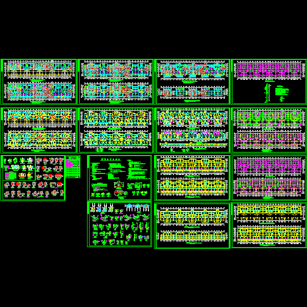 异型柱框架结构CAD施工图纸(dwg)