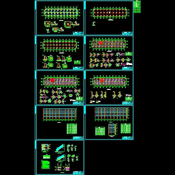 6层钢框架结构CAD施工图纸(平面布置图)(dwg)