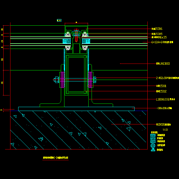 一份明框玻璃幕墙节点构造详细设计CAD图纸（一）（连接标准图纸）