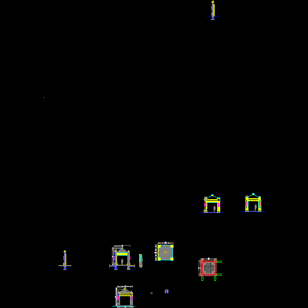 欧式风格景亭设计CAD详图纸（钢筋混凝土结构）(dwg)