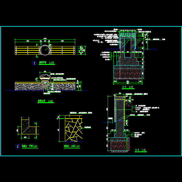 花坛坐凳施工CAD详图纸(dwg)