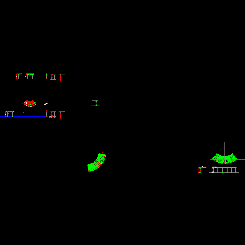 园林景观节点CAD详图纸-弧形混泥土廊架CAD详图纸设计(dwg)