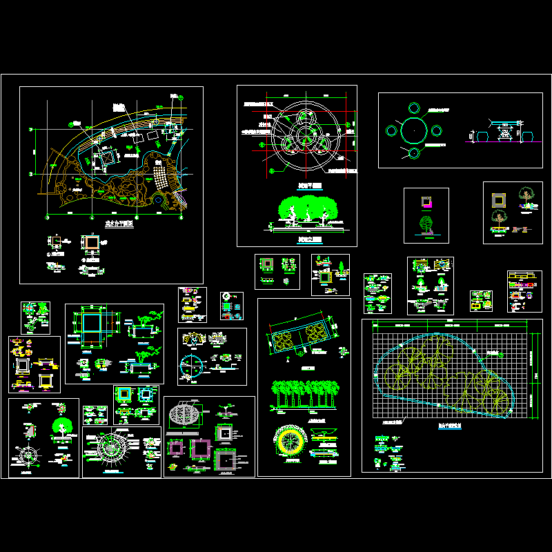 经典树池园凳CAD施工图纸集(dwg)