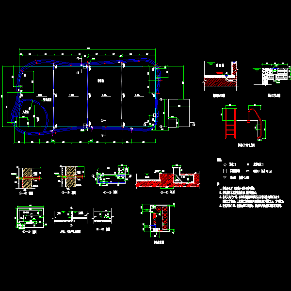 一份游泳池（改造）成套CAD施工图纸