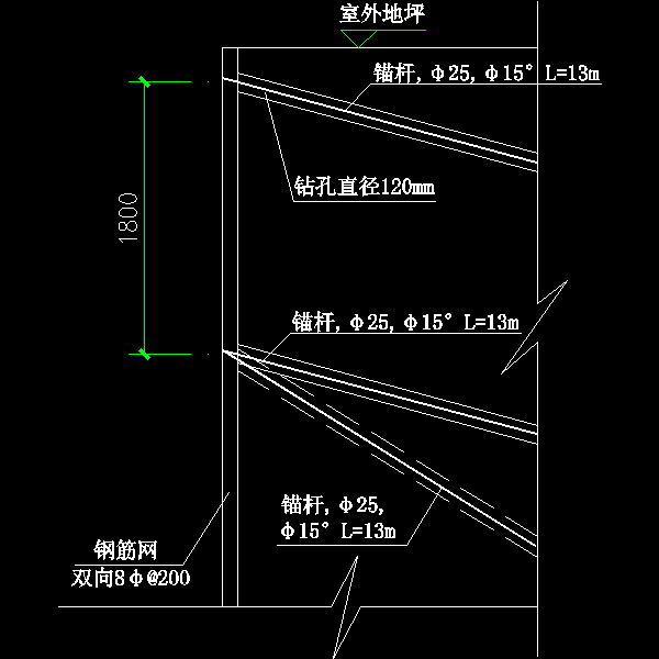 喷锚护壁施工示意CAD图纸(dwg)