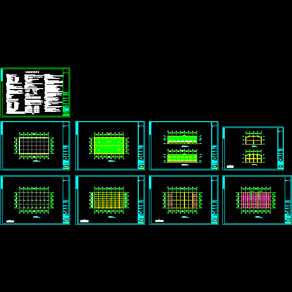 2层15x28m门式刚架钢结构CAD施工图纸（dwg格式，9张）