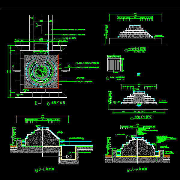 特色叠水CAD施工图纸(dwg)