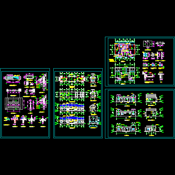 亭廊古建CAD施工大样图(dwg)