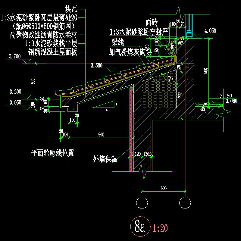 一份欧式别墅墙体做法CAD详图纸(dwg)