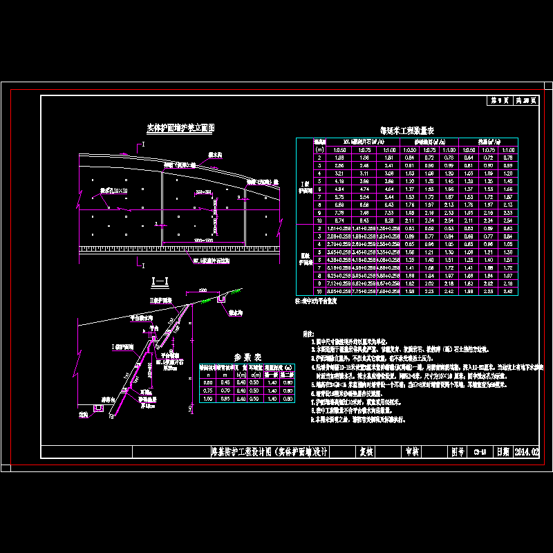 路基实体护面墙设计CAD图纸(伸缩缝)(dwg)