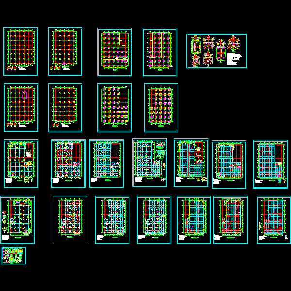 3层框架结构厂房结构CAD施工图纸(dwg)(丙级桩基础)(二级结构安全)