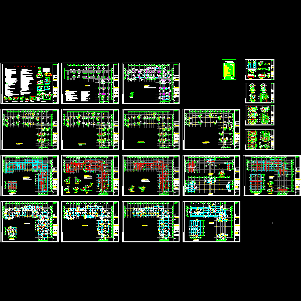 4层现浇钢筋混凝土框架结构CAD施工图纸(dwg)(7度抗震)(丙级桩基础)