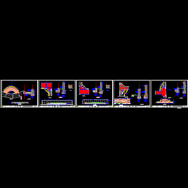 [CAD图]带花坛的景观墙5例(dwg)