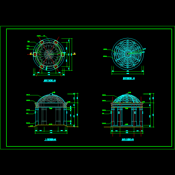欧式圆亭施工大样(平面图)