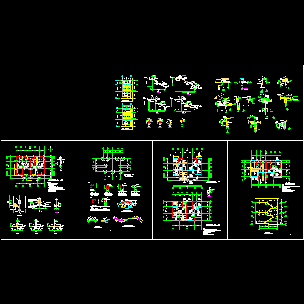 3层独立基础框架别墅楼建筑结构CAD图纸(dwg)