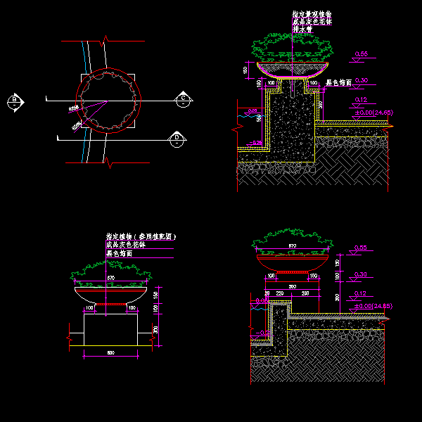 一份池边花钵dwg格式详细设计CAD图纸
