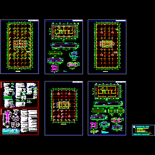 一份大厦地下桩基础节点构造CAD详图（总共7页图纸）(平面布置图)