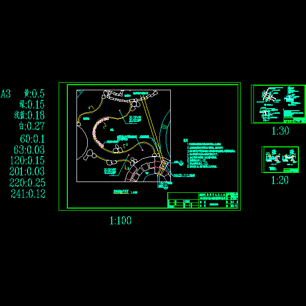 小区溪流施工CAD详图纸(dwg)