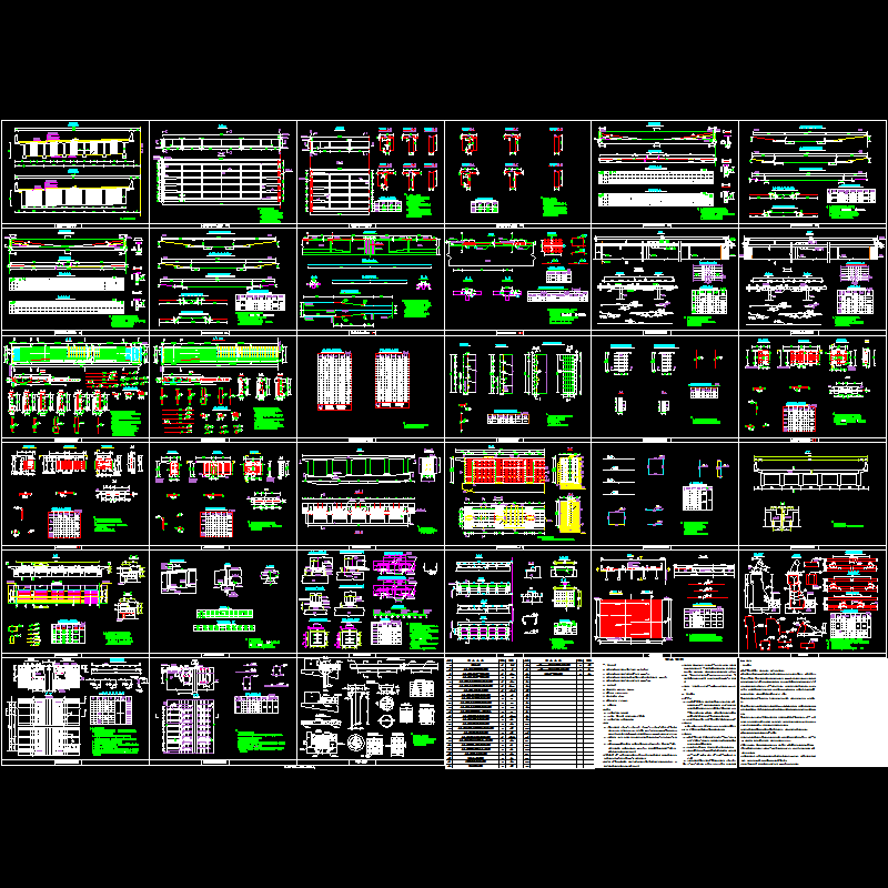 30米公路T梁通用设计CAD图纸(预应力混凝土桥)(dwg)