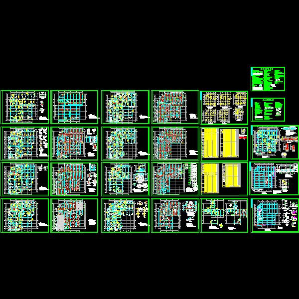 8层框架高层住宅结构CAD施工图纸(dwg)(丙级筏形基础)